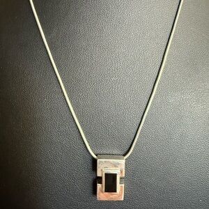 Sterling Silver Necklace with Black Pendant
